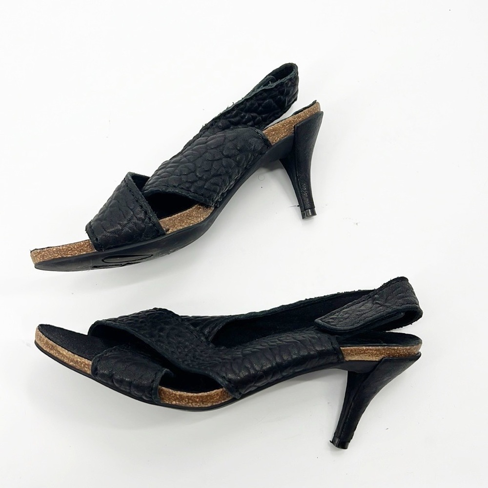 Pedro Garcia Maggie Pebbled Leather Peep Toe Slingback Heels size 40 10 - Picture 5 of 11